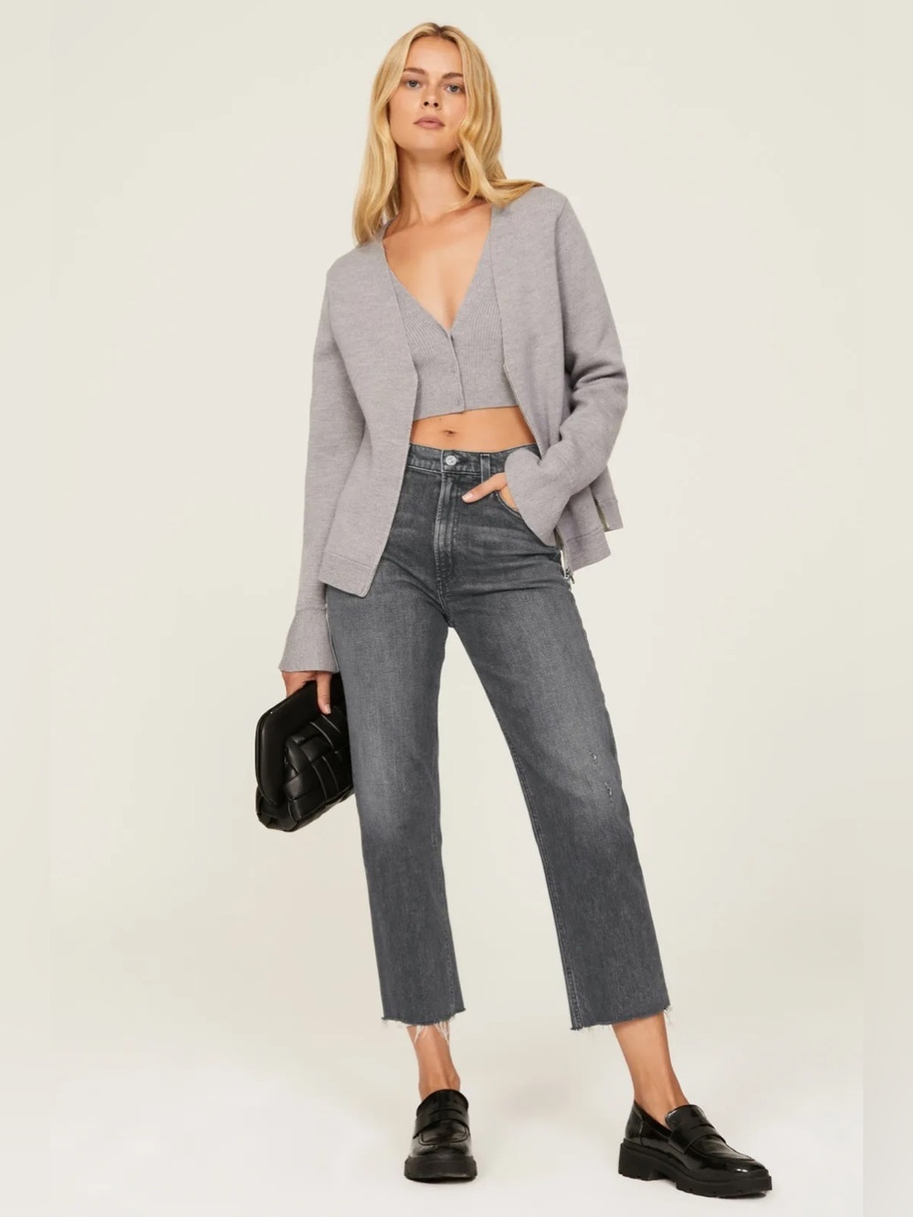 Citizens of Humanity Daphne Crop Jeans Gray Stovepipe Silhouette Size 28